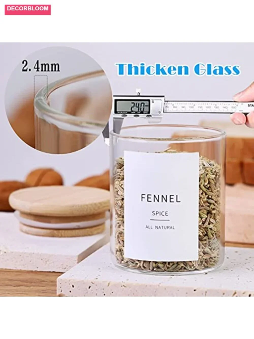 20 Pcs 4oz Glass Spice Jars with Bamboo Lids Airtight